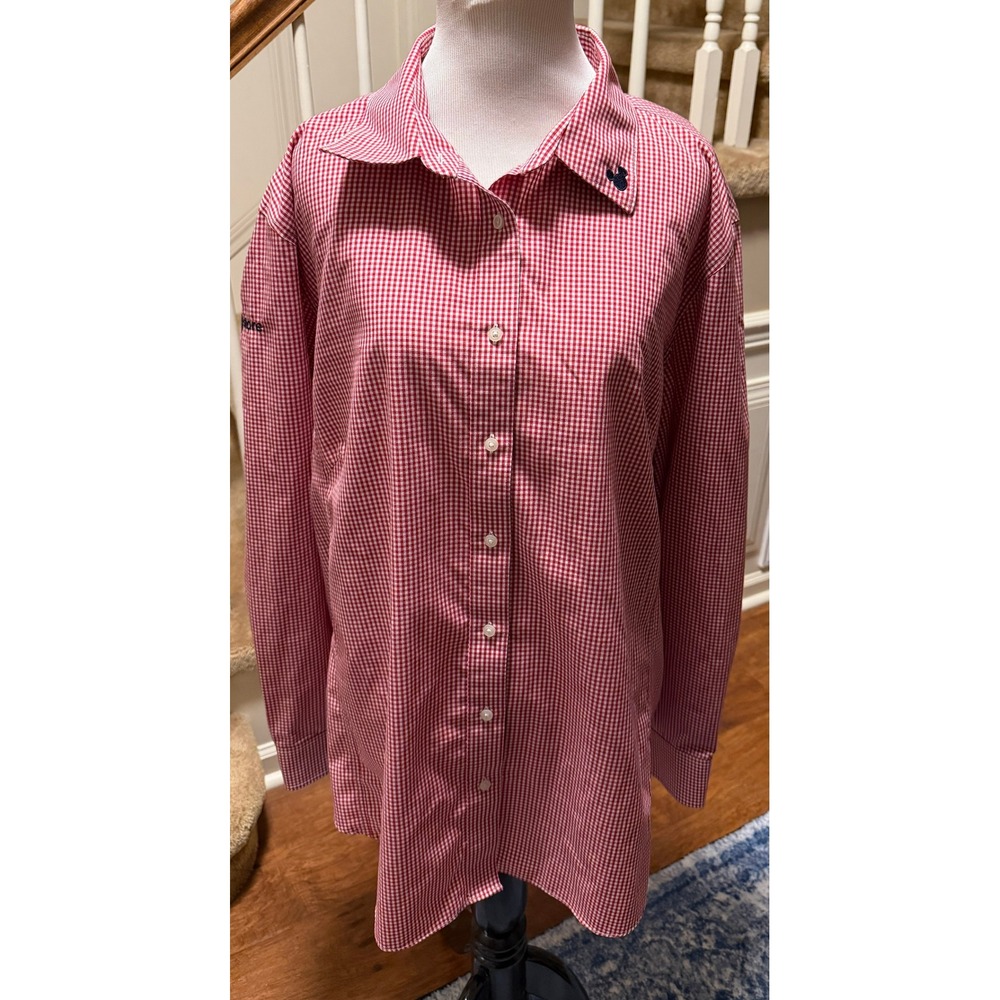 Devon & Jones Disney Store Red Gingham Mickey Mouse Button Down Shirt Womens 3XL